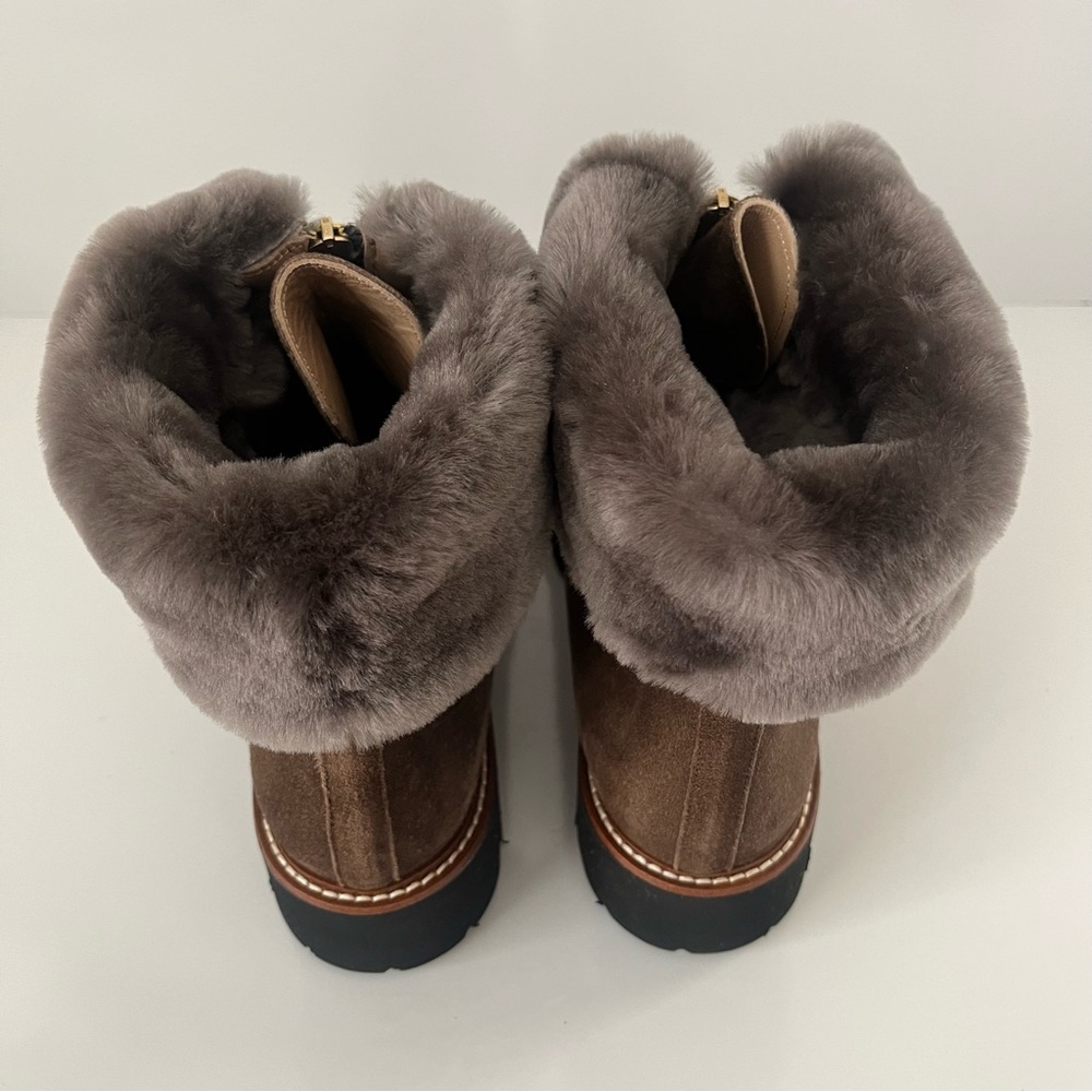 RON WHITE Paige Genuine Shearling Lined Weatherproof Bootie in Brown NEW - Picture 9 of 16
